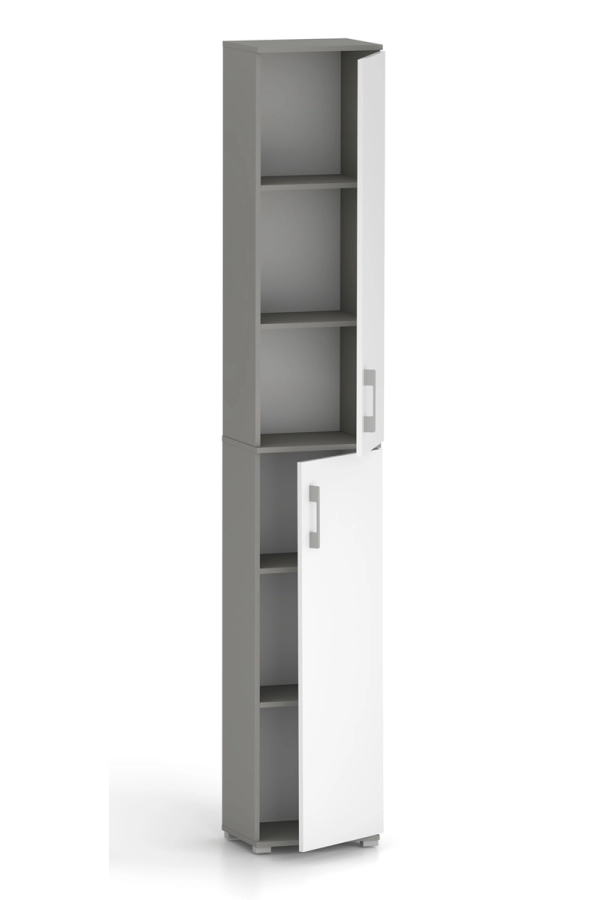 Szafa biurowa Pola 215 - 2D 40 cm Szary Artktyczny z białymi frontami